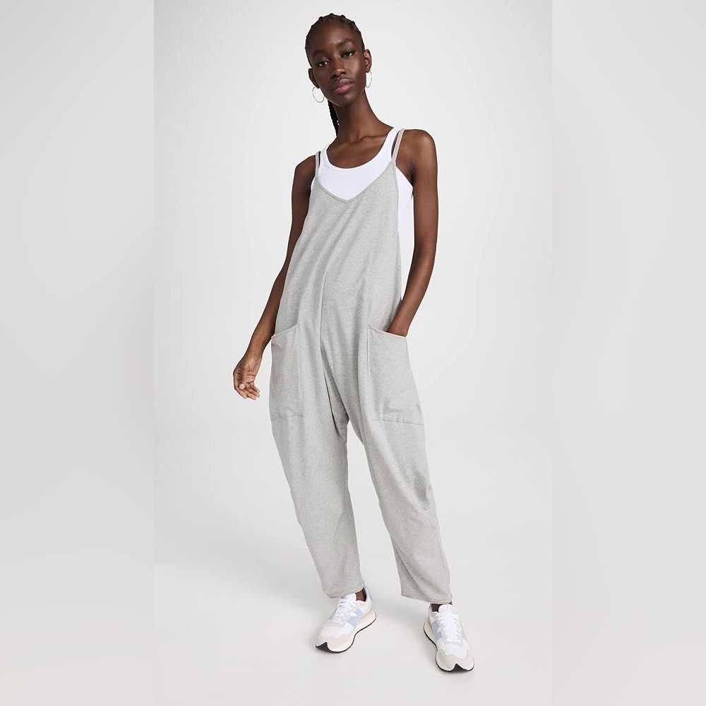 FP Movement by Free People Heather Gray Sleeveless Drop-Crotch Jumpsuit